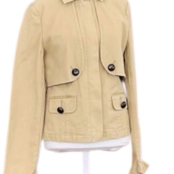 Anthropologie SITWELL Jacket Military Style Beige /Camel, Zip front Sz 8 - Picture 2 of 6